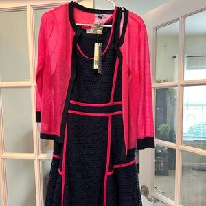 Cynthia Rowley 2-piece dress set, NWT, sz med, beautiful hot pink & navy